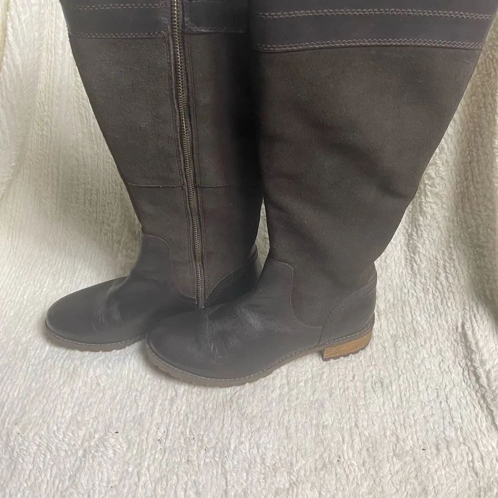 Timberland Bethel Leather Brown riding Boots side zipper SZ7.5